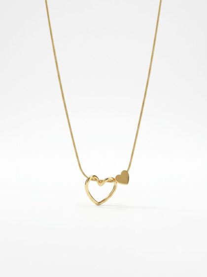 18k gold plated double heart pendent